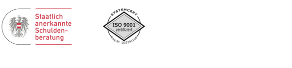 Logo Staatlich anerkannt Schuldenberatung und ISO 9001 Zertifizierung